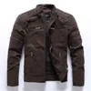 Automne hiver veste en cuir pour hommes décontracté moto PU veste manteaux mâle polaire épaisse coupe-vent chaud de haute qualité pardessus 211201