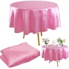 Ronde 145 cm Satin Nappe Solide Couleur Couvre Pour Mariage Anniversaire Fête De Noël Tissu Décor À La Maison 211103