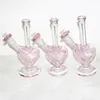 Heart Shape Glass Bong Water Pipes Oil Rigs Hookah Dab Rig Glass Bongs with love bowls reclaim ash catcher