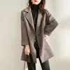 Wełniane mieszanki wełny dwustronne wełniane wełniane płaszcz wełniany w średniej długości Spring Spring Autumn Office Lady Outer Wear Korea Fashion Ubrania Be