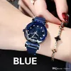 Kvinnor Mode Watch Magnet Rostfritt Stål Milan Mesh Strap Lila Diamond Klockor Tik Tok Presentklänning Högkvalitativa Vattentäta Armbandsur