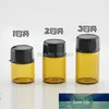 Mini flacone di vetro ambrato da 1 ml, 2 ml, 3 ml, olio essenziale per fiala campione trasparente con tappo a vite bianco gratuito