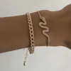 Alyxuy 2 pz/set Fascino Alla Moda Caldo Braccialetto D'oro Serpente Catena Regolabile Regalo Dei Monili Nuovo Arrivo per Le Donne Ragazze Q0719