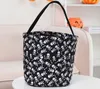 Halloween Trick or Treat Bag Party Supplies Bucket Gift Bags for Candy Festival Skeleton Pumpkin Orange Background with Black Handle JJA8528