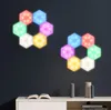 Luz quântica com sensor de toque Luzes noturnas com controle remoto alimentadas por bateria LED lâmpadas hexagonais DIY lâmpada de parede modular criativa decoração de casa iluminação colorida