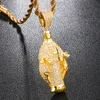 HIP Hop Color oro Bling Full AAA + Cubic Zirconia Iced Out Virgin Mary Pendenti Collane per gioielli da uomo