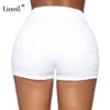 Coton Stretchy High Taille Jean Shorts Femme Summer Casual Mode Sweat avec poche Zipper Blanc Noir Denim Denim 210719