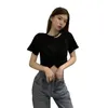 Woment-Shirtホルター半袖ソリッドレディース韓国のクロスカラーセクシーなファッションTシャツ野生のトリミングティー女性トップスLS365 210506