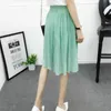 Chiffon Wide Leg Short Femme Trousers Women Loose Lace Up High Waist Knee Length Midi Pleated Summer Shorts s C7258 210724