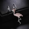 UMGODLY Luxury Brand Asymmetric Flamingo Earrings Pink Cubic Zirconia Women Party Fashion Jewelry Gift