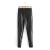 Kış-sonbahar Katı Uzun Sıska Yüksek Bel ZA PU Pantolon 2020 Moda Kaşmir Sıcak Düz Faux Deri Siyah Pantolon Q0801