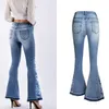 Logami Flower Broderie Skinny Jeans Femme Vintage Flare Denim Pantalons Femme Jeans 4XL Plus Taille 210616