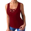 Plus Size Fashion Summer Solid Color Women Clothing Cross Strap Round Neck SelvelCasual Loose Tank Top Vest Tops X0507