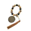 10 styles Bracelet En Bois Porte-clés avec Glands Clés DIY Fibre De Bois Pandent En Bois Perle Bracelet Clé Décorer De Mode