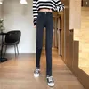 5 Sizes Light Elastic Simple Slim High Waist Button Fly Casual College Wind Solid Simple Spring Women Pencil Pants 210522