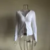 KGFIGU Kylie Jenner Tops côtelé Vestes Automne Manches longues à manches à glissière Manteau sexy Streetwear Dames Blanc Kimono Casaco Feminino SH190912