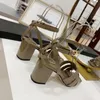 Sandales à talons épais classiques pour femmes de la mode d'été, style en cuir verni sexy, choix multicolore, avec boîte, taille 35-42