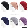 Beanie / SKL Caps hattar hattar, halsdukar Handskar Mode Aessories Muslim Pläterad Turban Hat Kvinnor Sträcka Hårförlust Er Chemo Cap Islamic Beanie
