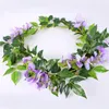 Flores decorativas grinaldas 2m wisteria artificial videira guirlanda casamento arco decoração plantas falsificadas rattan rattan fuga faux hera parede