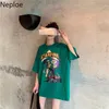 Short Sleeve T-shirt Women Style Printed Mid-length Loose Tees INS Super Fire CEC Summer Korean-style Tops 1A387 210422