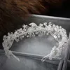 Handgjorda mousserande kristallbröllop brud blomma tiara coroa huvudband brud kvinnor prom kronor kopoha bijoux cheveux tillbehör x0726