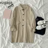 Ezgaga Vintage Trenchcoat Herbst Korea Stil Umlegekragen Langarm Kleidung Cargo Lose Knopf Khaki Büro Dame Elegant 210430