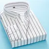 Printemps automne coton chemises décontractées hommes mode bouton vers le bas à manches longues chemise rayée coupe régulière chemisier masculin 210721