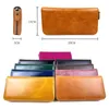 Portafoglio per donna e uomo con cerniera Porta carte di lusso con borsa genuina Primo strato Pochette in pelle con olio di vacchetta 2021