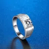 Кольца стерлингового серебра S925 для мужчин 1CT Moissanite алмазное кольцо регулируемые размеры пар свадебное вовлечение ювелирных изделий человек подарок