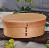 일본 벤토 박스 나무 도시락 상자 수제 자연 나무 초밥 식기 그릇 음식 용기 2 색