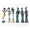 3 UNIDS Estatua Escultura Figura Femenina Africana Figuras de Resina de Niña Decoración de Mesa de Estilo Nacional 210924