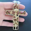 12 Pcs Wood Keychain Favor for Boys Girls Gift for Guest Recuerdos Para Primera Comunion with Gift Bags Cross Keychain H0915