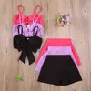 MaBaby 27Y Summer Children Kid Girl Clothes Set Bow Crop Top Vest Shorts Beach Holiday Vacation Clothing Outfits 2108046573586