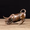 Arts and Crafts Big Wall Street Bronze Fierce Bull OX Statue /13 cm * / 5.12 inches