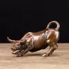 Sanat ve El Sanatları Büyük Duvar Sokak Bronz Fierce Bull Öküz Heykeli / 13 cm * / 5.12 inç