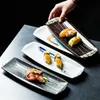 Japanese sushi ceramic creative strip restaurant dish jiaozi roast wing breakfast flat plate