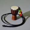 Anneaux de bois de bois Bijoux Africain Drum Keychain Keychain Musical Instruments Couleur mixte
