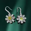 2021 Flower Topaz Diamond Dangle Earring 100% Original 925 sterling silver Party Wedding Drop Earrings for Women Charm Jewelry