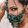 Bling Rhinestone Designer Green Masks for Fashion Face Women Luxury Jewelry Halloween Crystal Decor Carnival Masquerade Mask Q0818