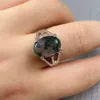 Natuursteen Oceaan Water Mos Agaten Ringen Mode Geometrische Sieraden Ring Vrouwen Mannen Geschenken