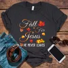 Men039s T-Shirts Fall For Jesus He Never Leaves Shirt Damen-T-Shirts Thanksgiving Family Matching Shirts Graphic Tee Print1246634