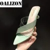 Sandals Summer Women Pointed Toe High Female Slippers Lady Slip On Casual Jelly Shoes PVC Transparent Crystal Woman