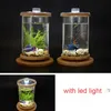 Aquariums 360 Degree Rotating Glass Betta Fish Tank Bamboo Base Mini Decoration Rotate Bowl Aquarium Accessories For Office253h