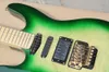 Fabriksuttag-6 strängar Grön vänsterhänt elektrisk gitarr med aktiva pickup, 24 frets, logotyp / färg kan anpassas