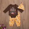 0-18M My 1st Thanksgiving Day Baby Vêtements Set Né Infant Boy Girl Tenues Lettre Romper Cartoon Turquie Pantalon 210515