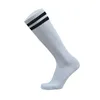 Fotbollsstrumpor Man Knä Hög Striped Tube Athletic Football Sock för Boys Girls Vuxna