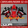 Karosseri kit för Honda CBR900 CBR954 RR CBR 954 900 RR CC 2002-2003 Kropp 61NO.23 CBR954RR CBR 900RR 954RR 900CC 02 03 CBR900RR CBR954-RR 2002 2003 Fairings Factory Red Red