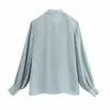 Femmes en cascade à volants en mousseline de soie chemise décontracté Femme pressé pli lanterne manches Blouse dame hauts amples Blusas S8158 210326