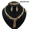 Yulaili Est Dubai Gold Jewelry Sets Red Rhinestone Necklace Earrings Charm Brangle Ring Women Party Jewelery Set Whole6366350