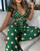 Women's Suit Set Boho Exotic Beach Fashion Elegant Sexy Ruffle Trim Knotted Crop Top & High Waist Wide Leg Pants Set 210709